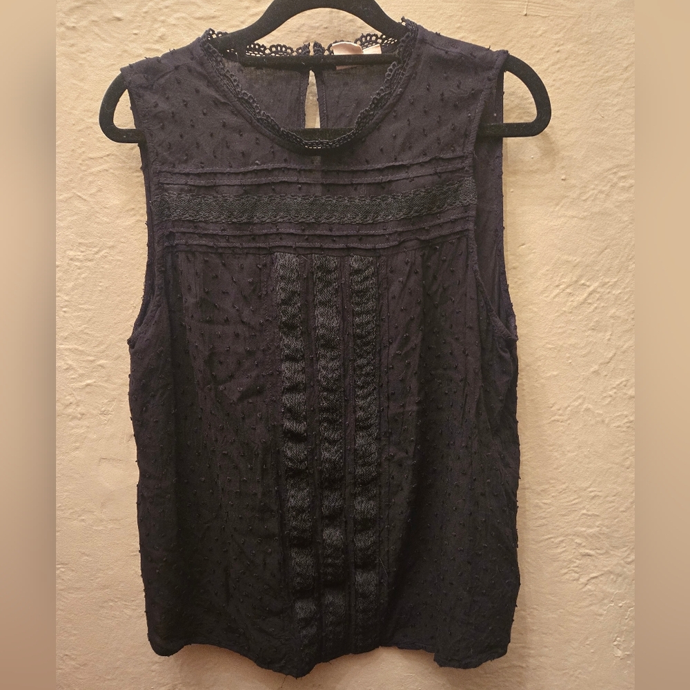 GAP Black Swiss Dot Lace Blouse  Victorian Romantic Cottagecore Goth